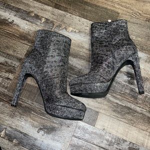 Guess Dejah Platform Shimmery Gray Dress Boot